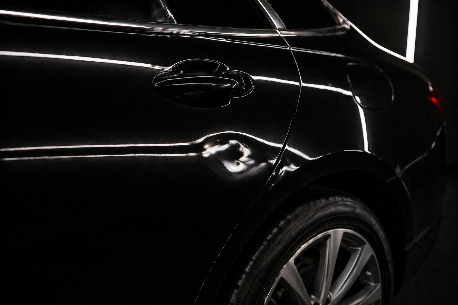 До: вмятина в зоне задней двери Lexus RX