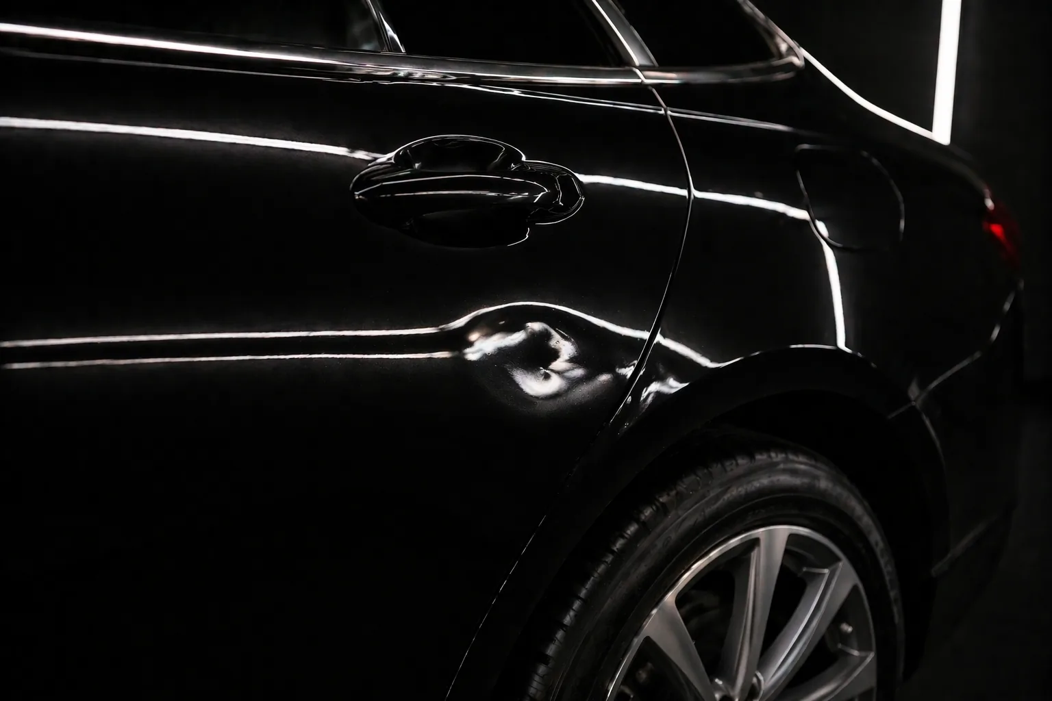 До: вмятина в зоне задней двери Lexus RX